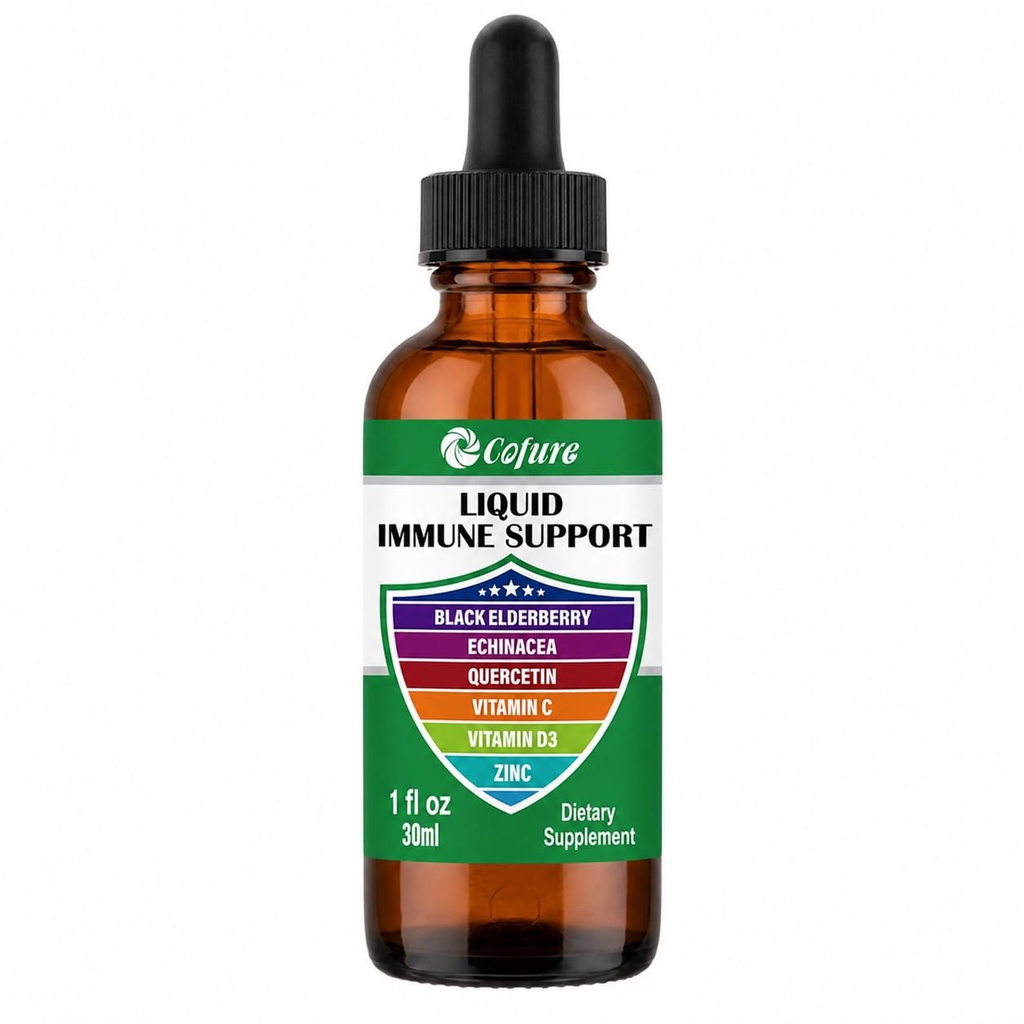 Zinc Quercetin Vitamin C D3 Liquid Immune Dukungan dengan Organic Echinacea Elderberry, Ammune Defense Drops for Aduls-- Vegan, Non-GMO, Gluten Free - 1 Fl Oz