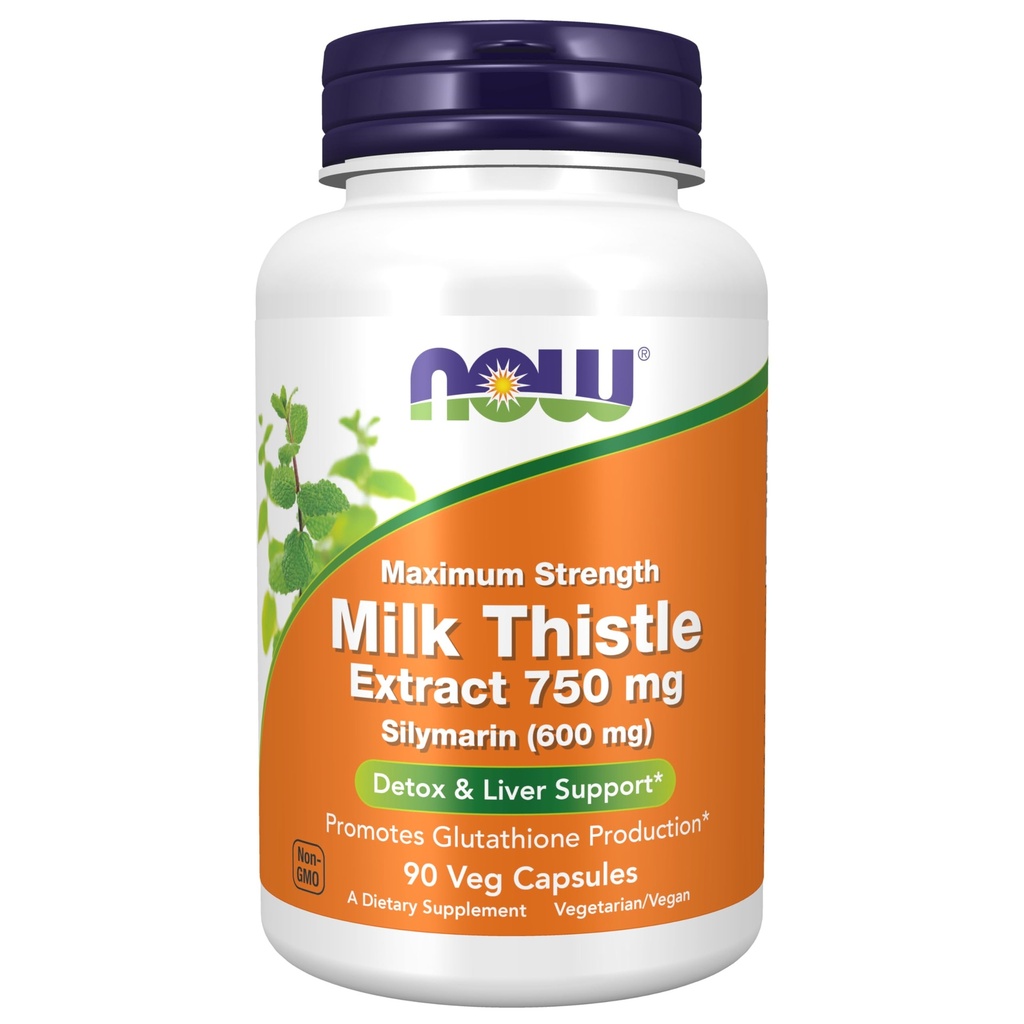 Sekarang Makanan Milk Thistle Ekstrak 750 mg Silymarin (600 mg), Maksimum Kekuatan - 90 Veg Capsules