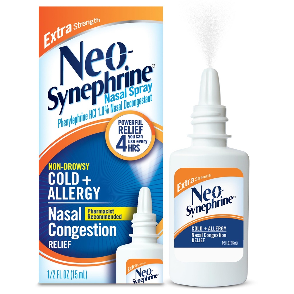 Neosynefrin, Nasal Spray untuk Cold Sinus Relief Ekstra Kekuatan, Clear, 0.5 Fl Oz