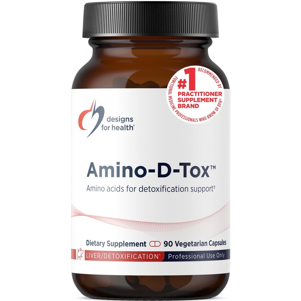 Design untuk Kesehatan Amino- D-Tox - Amino Detox + Liver Cleanse Dukungan - Tambahan Dicampur dengan Glycine, Kalsium D Glucarate, NAC + More - Non-GMO (90 Capsules)
