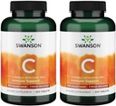 Swanson Timed- Rilis Vitamin C dengan Rose HIPS Sistem Imune Dukungan Skin Cardiovascular Kesehatan Antioksidant Suplemen 500 mg 250 Tablet (Tab) (2 Pack)