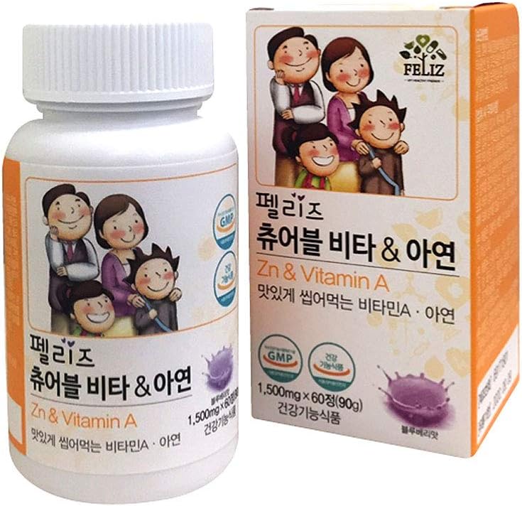 [Eugene Biotech] Feliz Chewable Vita A & Zn 90g (100mg X 60 chewable Tablets)