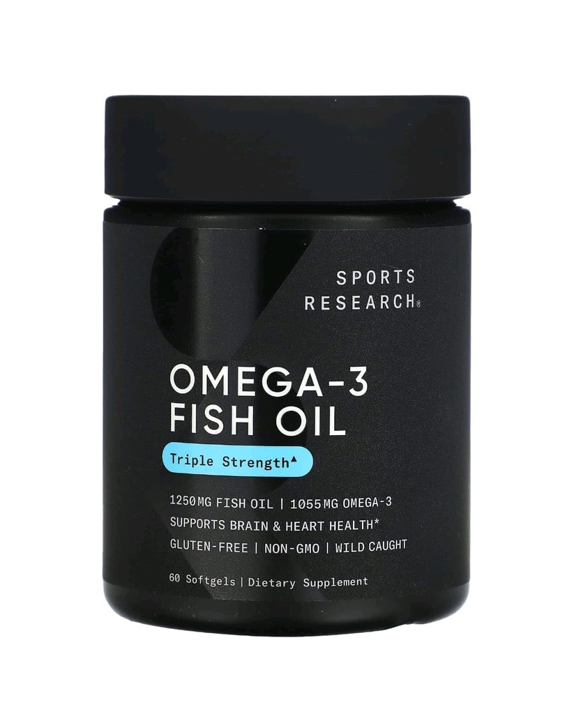 Penelitian Olahraga Omega- 3 Minyak Ikan, Triple Kekuatan, 60 Softgels