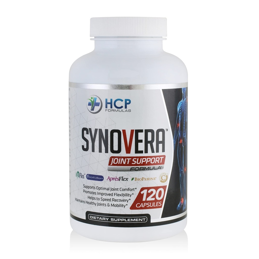 Synovera - Kompleks Dukungan Bersama dengan Ekstrak Turmeric & Collagen - Mobility & Flexibility - Joints Sehat, Tendon, Ligamen, dan Topik Synovial - Tambahan Dieter - 120 Caps