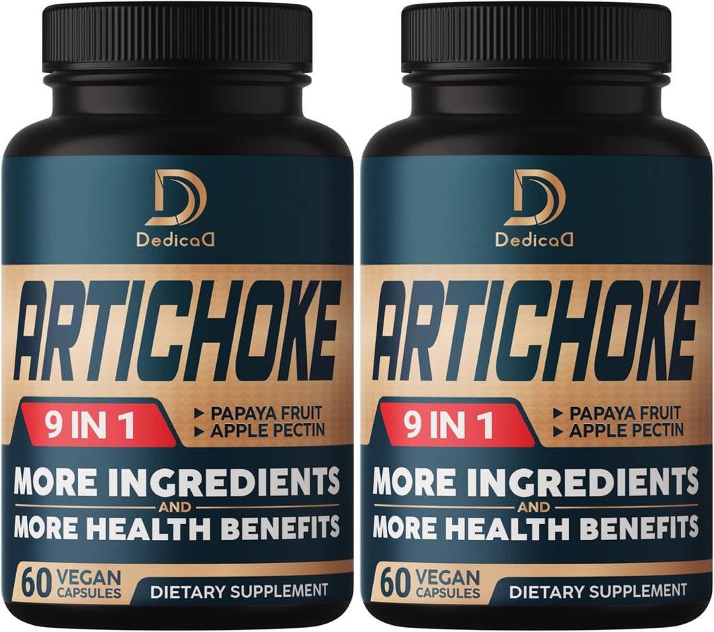 Presentasi Artichoke Capsules 6650mg 4-Month Supply - Dukung Diffic, Immune Health & Body Saldo - Digabungkan 9 Herbs Pectin, Ginger & More - Non-GMO 2 Paket 60 Capsules