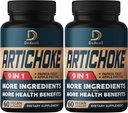 Presentasi Artichoke Capsules 6650mg 4-Month Supply - Dukung Diffic, Immune Health & Body Saldo - Digabungkan 9 Herbs Pectin, Ginger & More - Non-GMO 2 Paket 60 Capsules