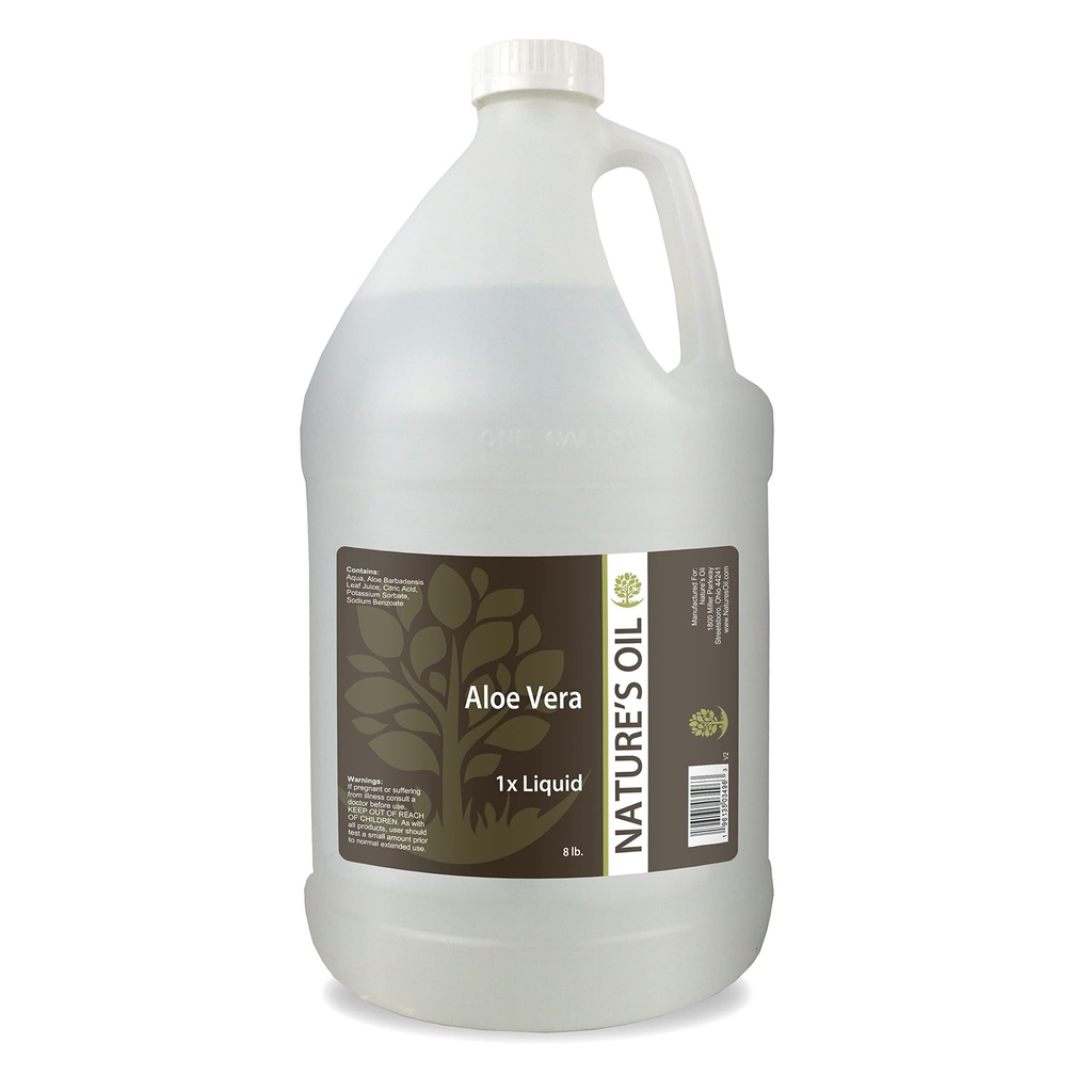 Nature 's Oil Aloe Vera Liquid 1x, 8lbs (1 Gallon) Pure Aloe Extract for Skin Care, Hair Care, and DIY Personal Care