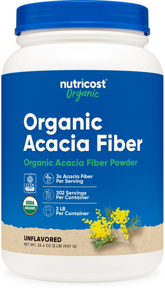 Nutricost Actacia Fiber Powder (2 LB) - USDA Certifikasi Organik, Non-GMO, Gluten Free