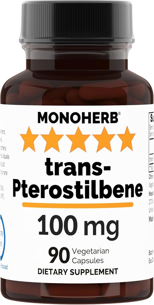 MONOHERB Trans- Pterotilbene 100 mg per Capsule - 90 Vegetarian Capsules