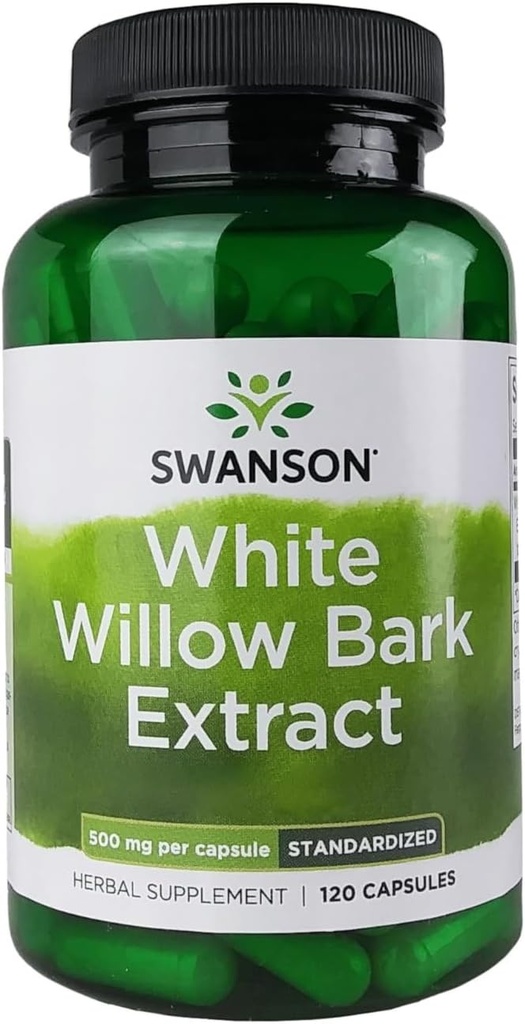 Swanson White Willow Bark Extract - Prootres Joint Dukung and Muscle Relief - Standardied to 15% Salicin - Natural Suplemen Tanpa Irritation Perut - (120 Kasules, 500mg Masing-masing)
