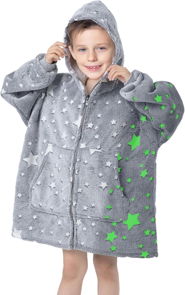 "MeMoreCool Wearable Cutty Blanket Hoodie, Hooded Blanket Kids Comfy Blanket Sweatshirt, Toddler Blanket with Hood"