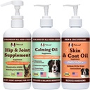 Perusahaan Anjing Natural Wellness Bund $le untuk Dogs, Food Topper, Supplemen Cair dengan (1) Skin & Coat Oil, (1) Iquid Glucotamine, (1) Calming Oil