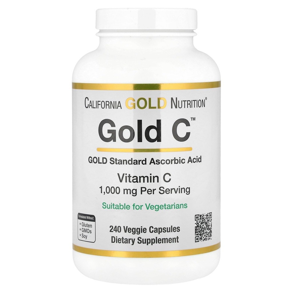 California Gold Nutrition Gold C USP grade Vitamin C Suplement - Imune Support & Seasonal Wellness - Vegetarian Friend- Gluten Free, Non-GMO - 1000 mg - 240 Vevgie Capsules