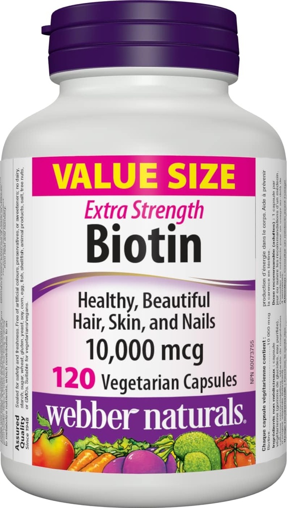 Webber Biotin Ekstra Kekuatan 10.000 mcg, 120 Capsules