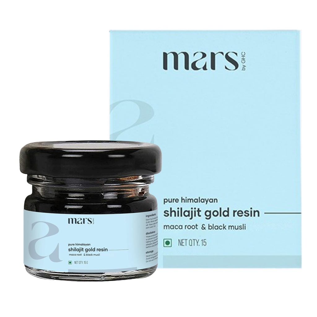 Mars Pure Himalaya Shilajit Gold (Resin): Premium Organic Shilajit Sourced from Highity Himalaya 124; Natural Energy, Power & Stamina Booster 124; Resin for Overall Well- 15 g (Pack of 1)