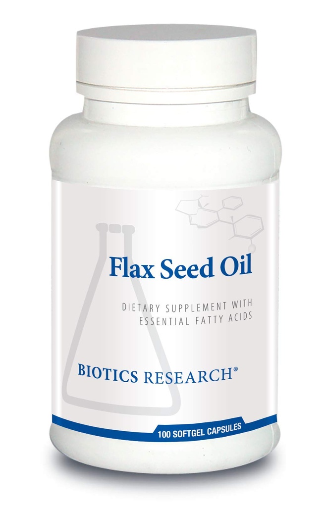 Biotika Research Flax Seed Oil Setiap Kapsul berisi 1.000 Minyak Benih Sertifikasi Dingin dari Sertifikasi Benih Flax. 100 Softgels