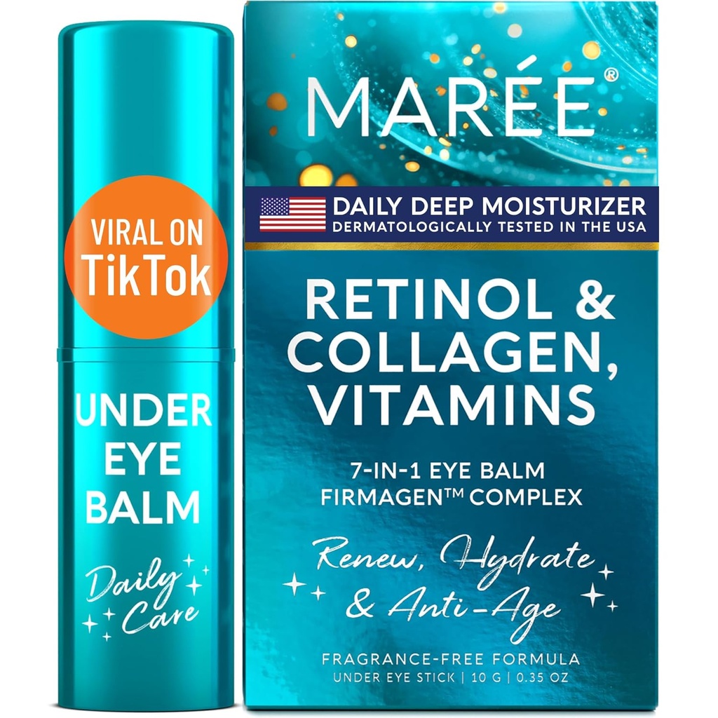 MAREE Under Eye Balm Stick with Retinol & Ceramide Complex - Facial Moisturizer for Dark Circles & Wrinkles - Under Eye Brighttener Stick, Anti Wrinkle Hydrating Face Skincare
