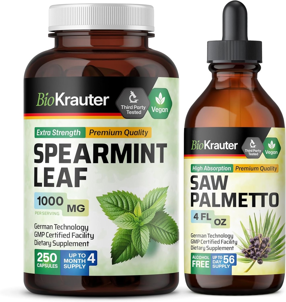 BIO KRAUTER Spearmint 250 Capsules & Saw Palmetto Titture 4 Fl.