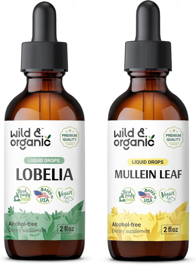 Wild & Organic Lobelia Tincture 2 fl oz & Mullein Tinture2