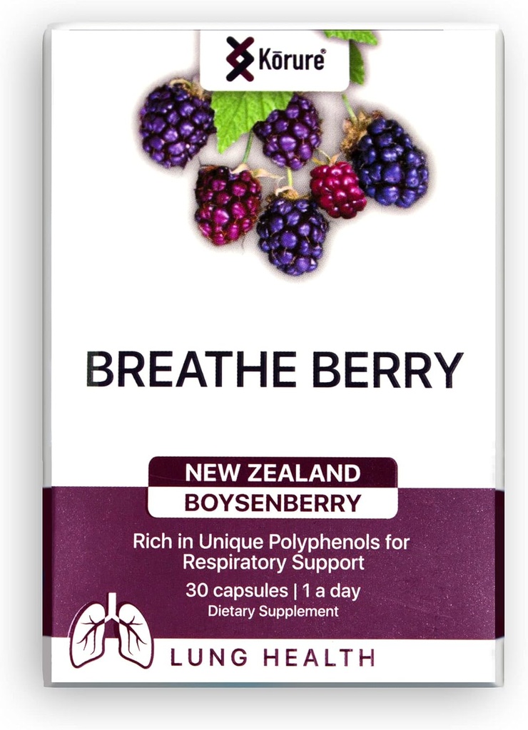 Breathe Berry Boysenberry Natural Healthy Supplement Suppplement, Suppply Healthy Lungs Chest, Muscus and Boosts Overall Respiratory Wellness Healthy