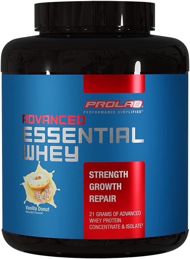 ProLab Advanced Whey Protein Powder, Whey Concentrate & Isolate Blend, 21g Protein, BCAAs, Enzymes Digevical, Dukungan Otot & Recovery (Vanilla Donut)