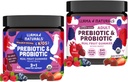 Anak Llama Pre & Probiotic gummies + Dewasa Pre & Progrex Bundle 124; Tidak ada ditambahkan Sugar Cane 124; Vegan 124; Organik 124; Campuran Berry Flavor 124; 2 Botol