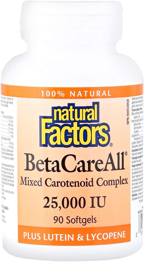 Faktor Alam, BetaCareAll 25.000 IU, Vitamin A untuk Skin Sehat, Vision dan Fungsi Imune, 90 Softgel