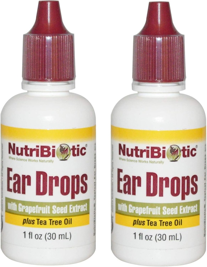 Nutribiotic Ear Drops with Grapefruit Seed Extract and Tea Tree Oil (Paket 2), 1 Oz Each