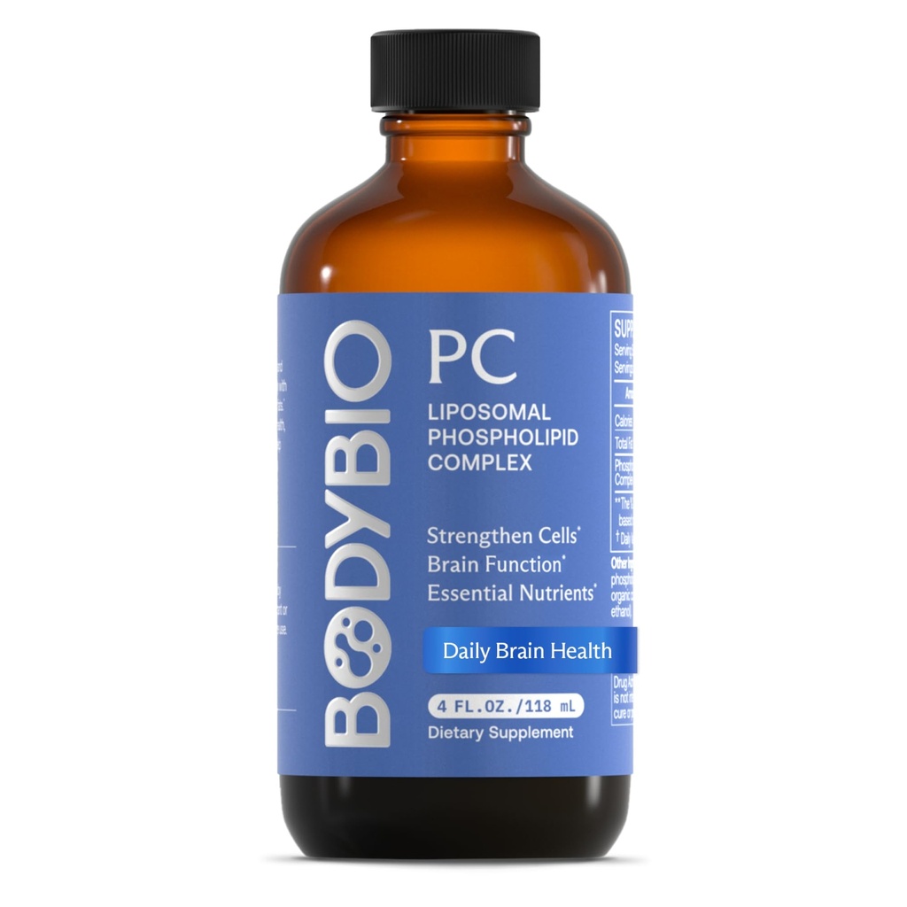 PC BodyBio - Phoshatidylcholine for Brain Health, Mental Clarity, Cognitive Fungsi, Cellular Repair & Healthy Aging, Phospholipid Complex Supplement for Gentle Daily Detox