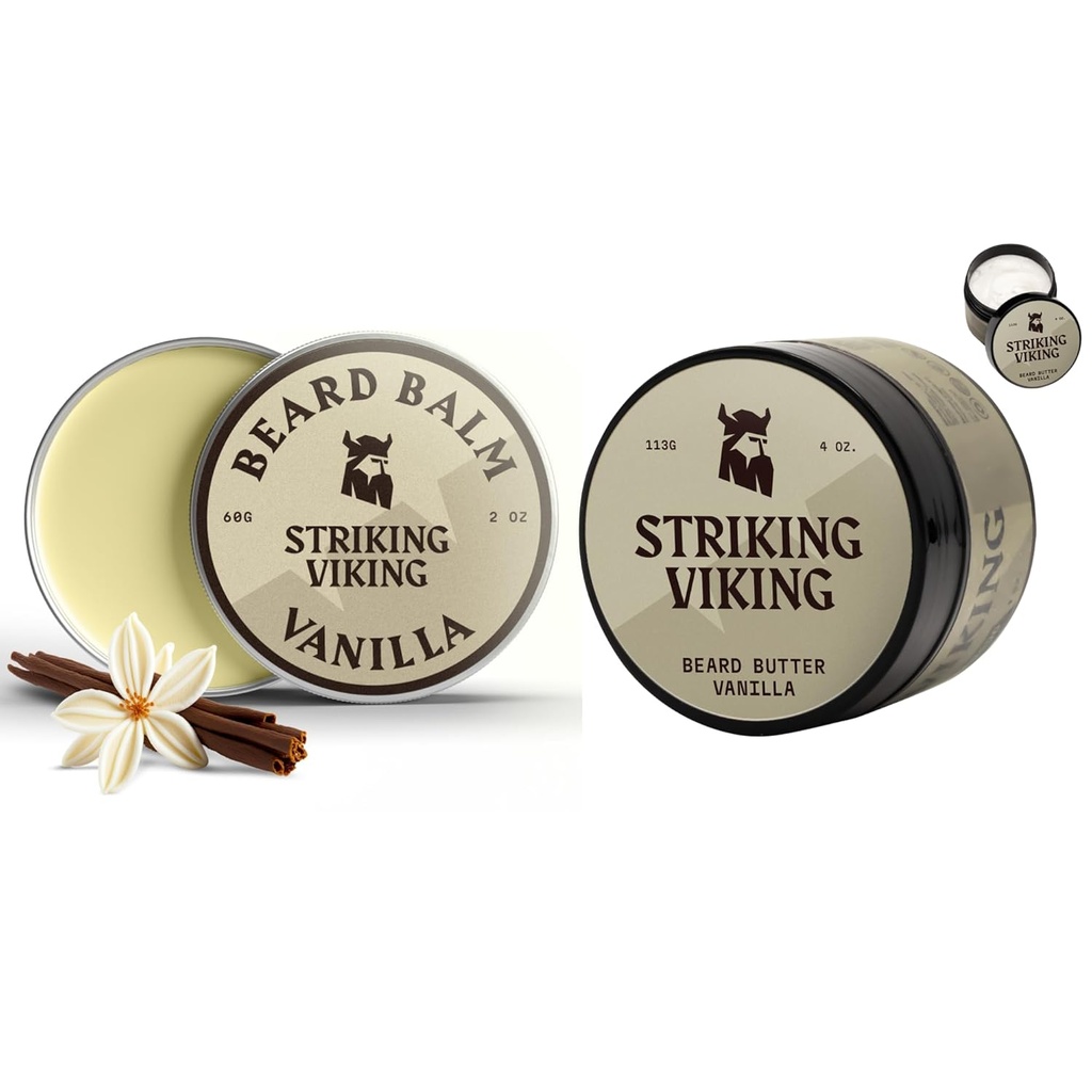 Striking Viking Pack dari 2 Beard Balm (2oz) dan Beard Butter (4oz) Vanilla Sprent