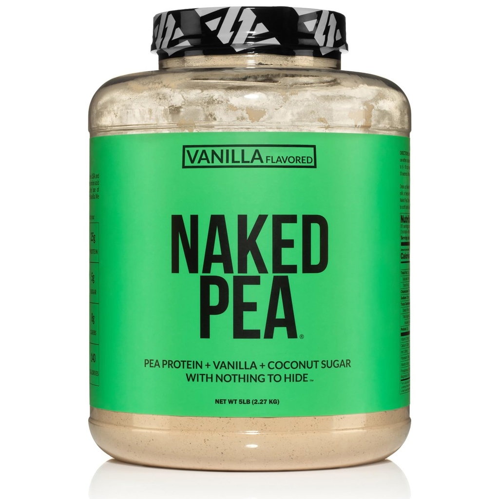 NASked Pea - Vanilla Pea Protein - Pea Protein Isolat dari North American Farms - 5lb Bulk, Plant Based, Vegetarian & Vegan Protein. Mudah Digest, Non- GMO, Gluten Bebas, Laktosa Bebas, Soy Bebas