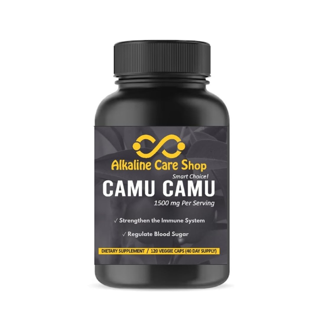 Alkaline Care 124; Vitamin C dari Camu Camsules, 1500mg 14; 100% Natural, Whole Food, None-GMO Supplemen Camu Extract 124; untuk Dukungan Imune dan Collagen (120 Veggie Capsules)
