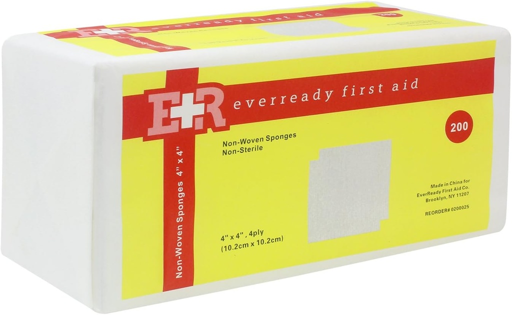 Ever Ready First Aid None-Woven Spons, 4 "x 4", 4 Ply - 200 Cacah