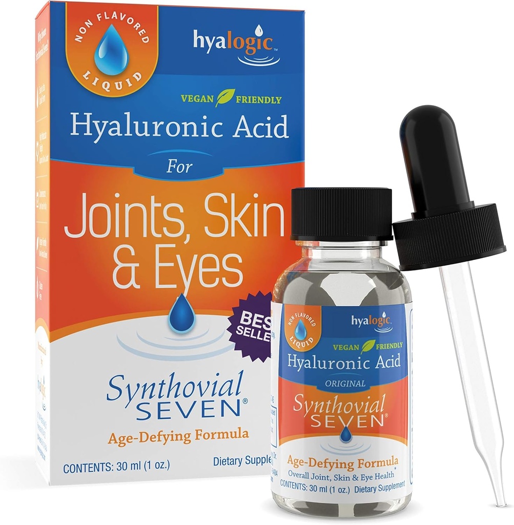 Hyalogik Synthovial Seven Hyaluronic Acid Liquid - HA Joint Dukung - Vegan - 1 oz