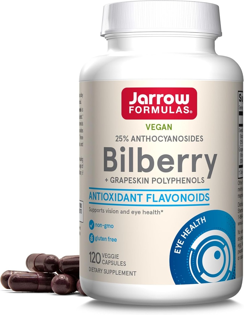 JARD Formula Bilberry & Grapeskin Polyphenol Capsules - 120 Count - Bilberry Suplemen Mata - Antioksidant - Untuk Kesehatan Mata - Vegan - Non-GMO
