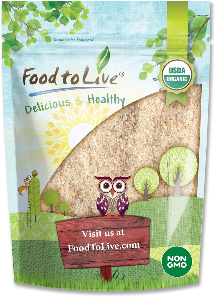 Food to Live - Organic Whole Psyllium Husks, 4 Ounces - None-GMO Flakes, Vegan, Rich in Dietary Fiber, Natural Food Thickener, Great for Baking