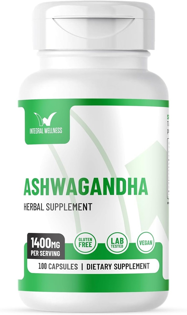Ashwagandha w / Black Pepper Extract - 1400mg (100 Caps) Aver124; 3rd Party Test & Filler- Free - Vegan
