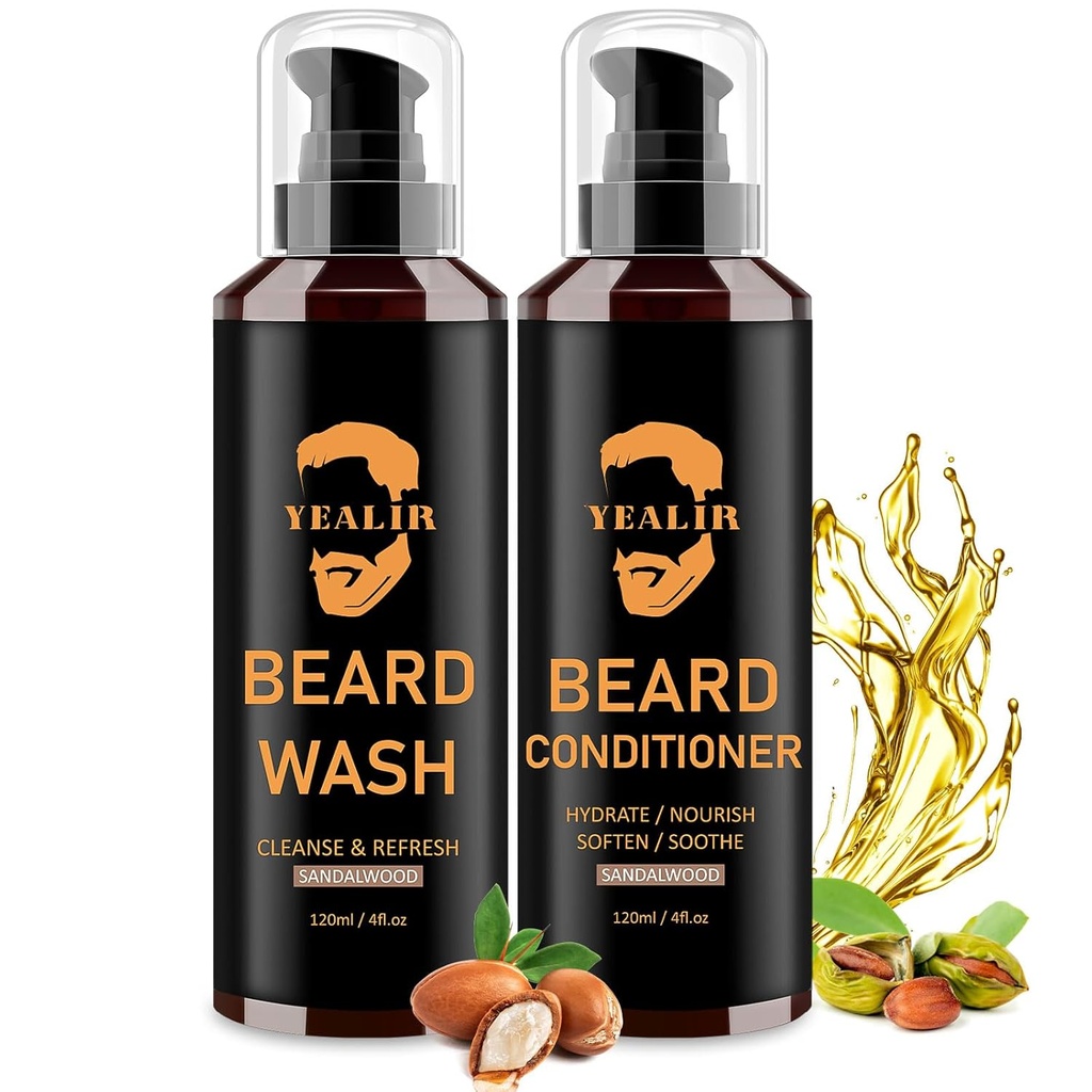 Beard & Conditioner for Men - Stend & Hydrate with Argan & Jojoba Oil - Controlls Dandruff & Itching for a Fresh, Smooth & Tangle- Free Beard - 2- Pack (4oz Masing-masing)