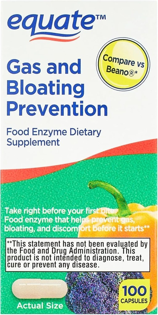 Perbaikan Gas dan Pelepasan Bloating Relief, Tambahan Makanan Enzyme Dieter Kapsul 100 Cacah (Paket 1)