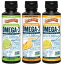 Barlean Omega 3 Oil Liquid Suplemen 3-Flavor Variety Pack for Men and Women, EPA and DHA Fatty Acid, Termasuk Key Lime Pie, Lemon Crème dan Mango Peach Flavors, 8 oz