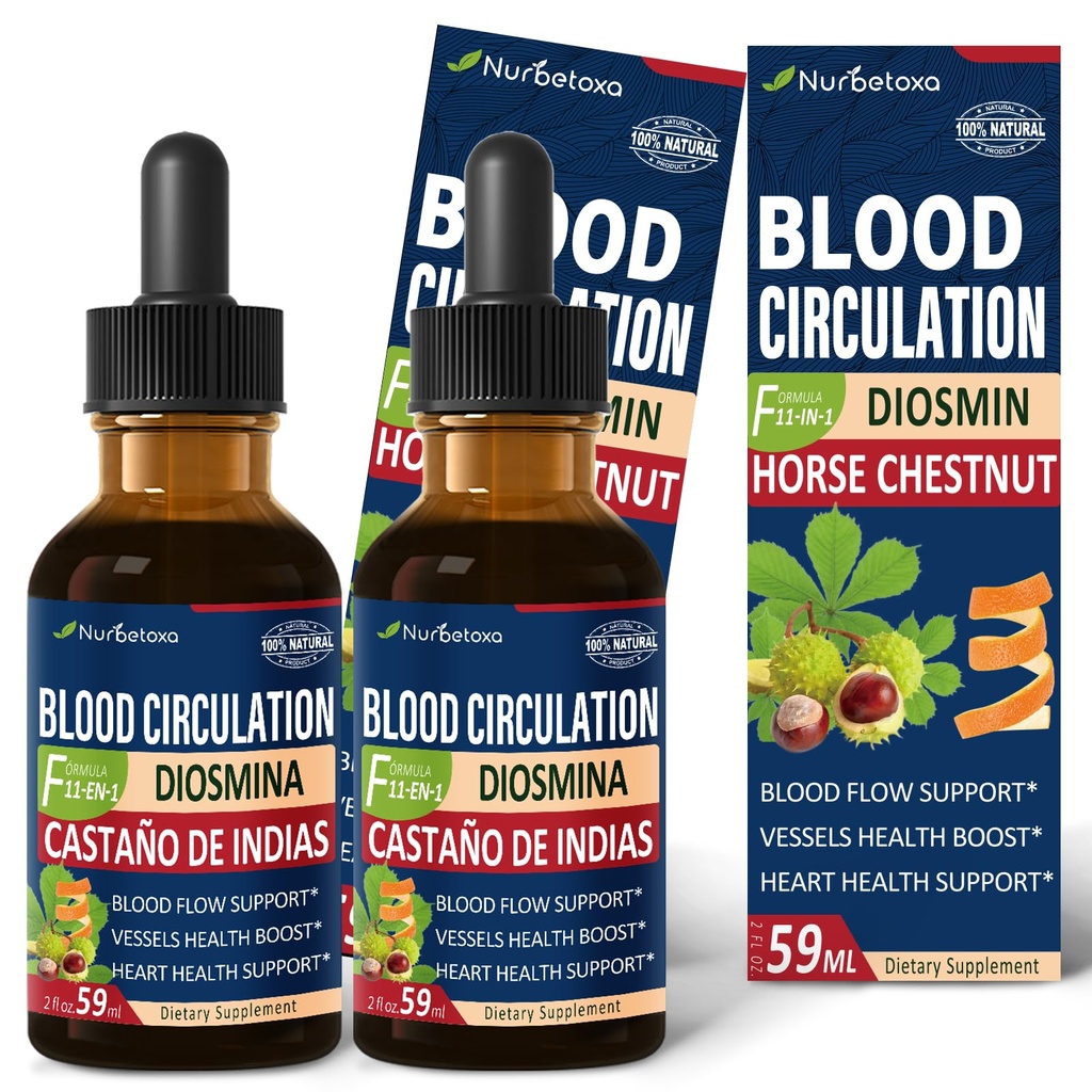 Sirkulasi darah Drops, Tambahan Nitric Oxide untuk Blood Flow, Tekanan & Heart Health W / Horse Chestnut Extract Liquid. Castano de Indias y Diosmina para la Circulacion y Varices. 4 oz