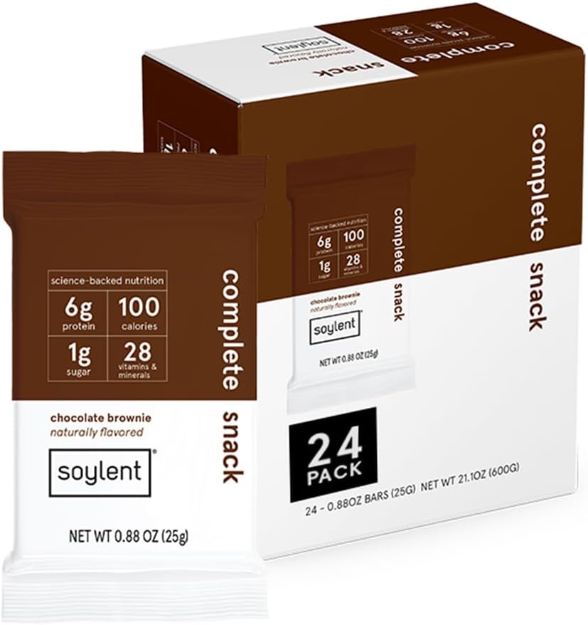 Soylent Snack Mini Protein Bars - Coklat Brownie, 1g gula, Protein Bars, Gluten Free, 6g Energi Vegan - 24 menghitung