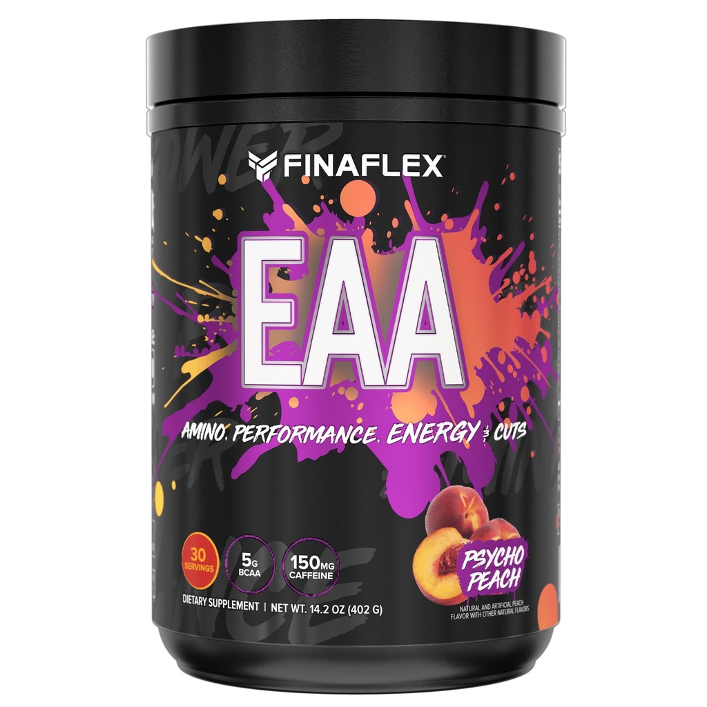 FINAFLEX EAA, Peach Psycho - 14.2 oz - Promoses Performance, Energy & Cuts - Dengan BCAA, L- Glutamine, L-Arginine, Acetyl-L- Carnitine & Caffeine - 30 Pelayan