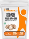 BelokSuplements.com Organik Shiitake Mushroom Extract Powder - Shiitake Mushroom Suplemen, Dukungan Imune - Vegan & Gluten Bebas, 1g per Serving, 250g (8.8 oz) (Paket 1)