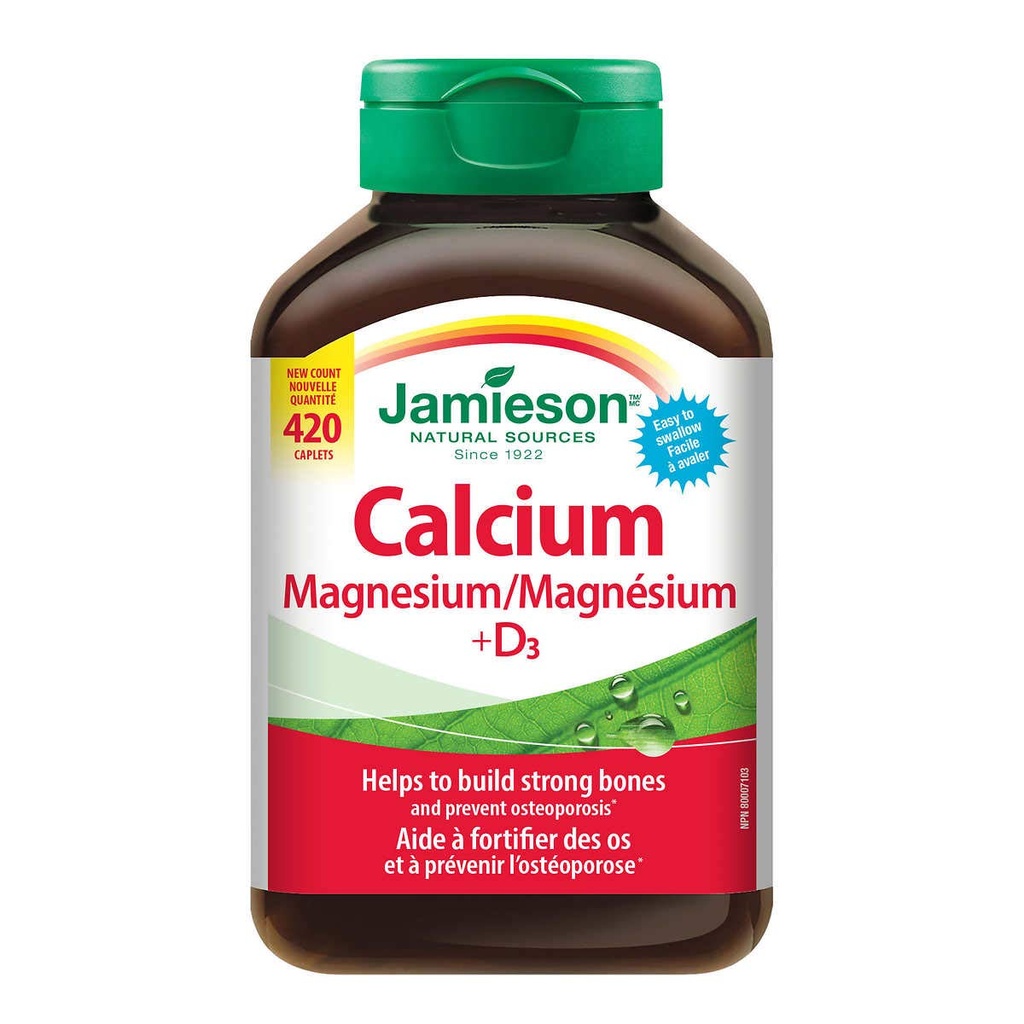 Jamieson Calcium Magnesium dengan Tablets D3 Vitamin, 420 caplet