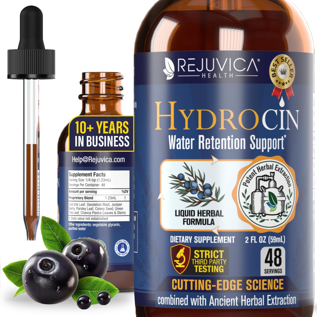 Hydrocin - Advanced Diuretic Water Retention Supplement - Liquid Deliquid for Better Admission - Dandelion, Uva Ursi, Juniper Berry, Celery Seed, Green Tea & More!
