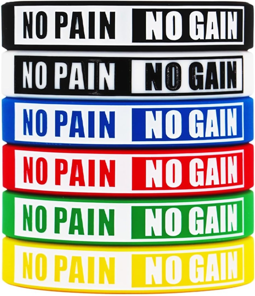 No Pain No Gain Wristations Motivational Bulk Inspirasional Silicone Fitness Brathelets Stretch Unisex Sport untuk Remaja Perempuan Pria