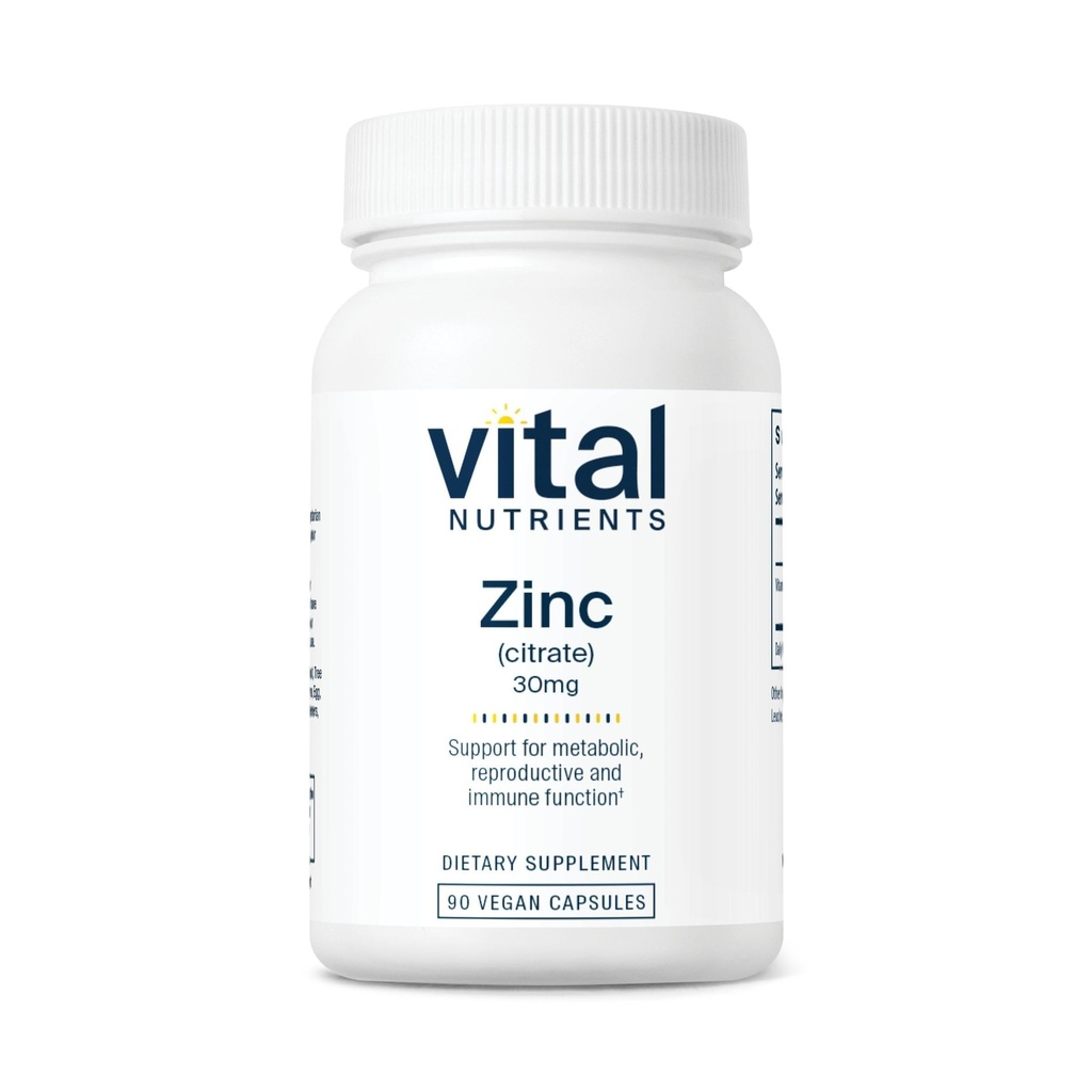 Visi Nutrients Zinc Citrate 30mg 124; Easily Absorbed Ammune Suplement