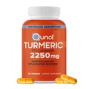 Qunol Turmeric Curcumin dengan Black Pepper, 2250mg Turmeric Extract dengan 95% Curcuminoid, Tambahan Suplemen Turmeric, Absorpsi Enhanced, Tambahan Dukungan Gabungan, 90 Vegetarian Capsules