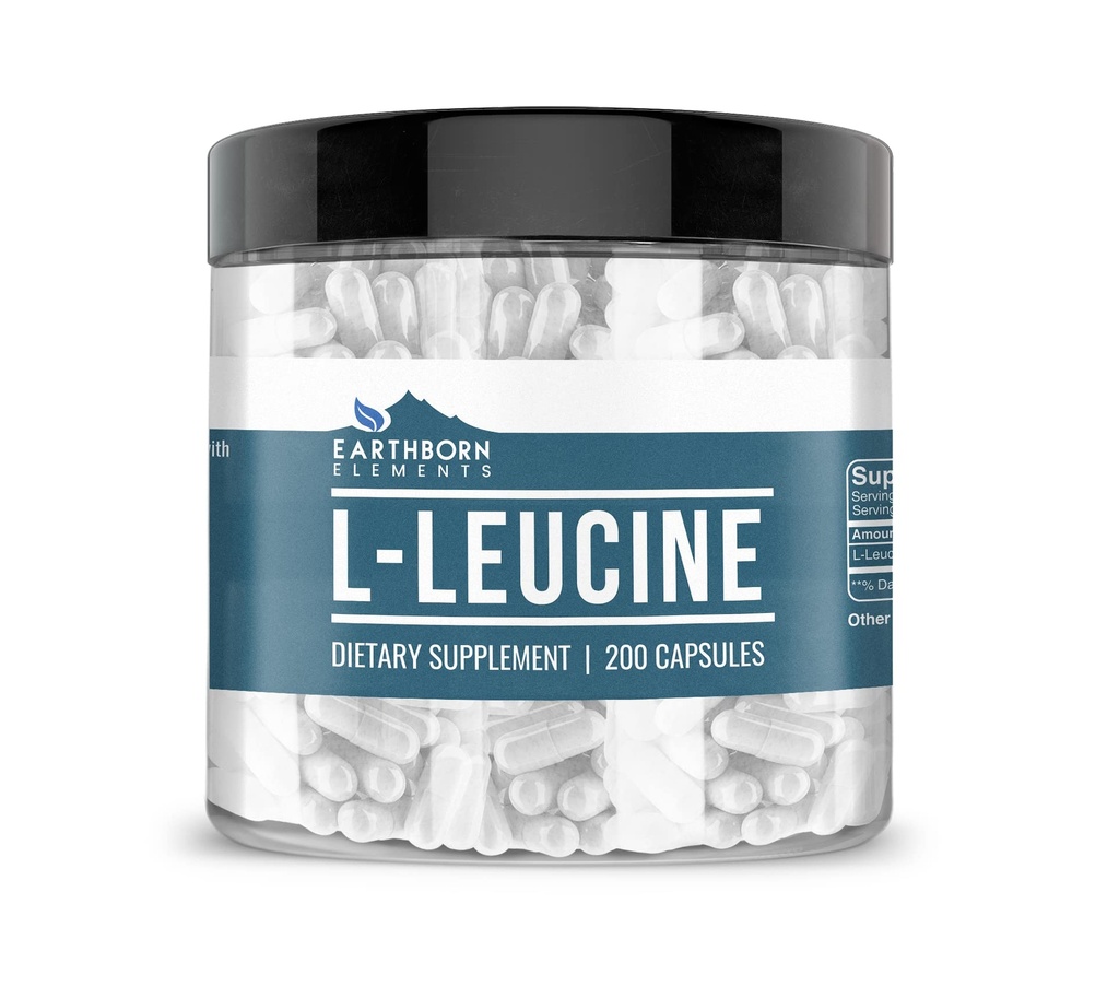 Elemen Bumi L- Leucine 200 Kapsul, Murni & Undiluted, Tidak Ada Addonist